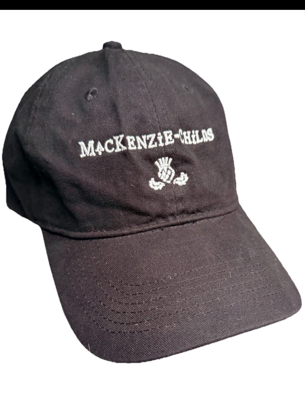 McKenzie Childs Black Embroidered Baseball Cap One Size